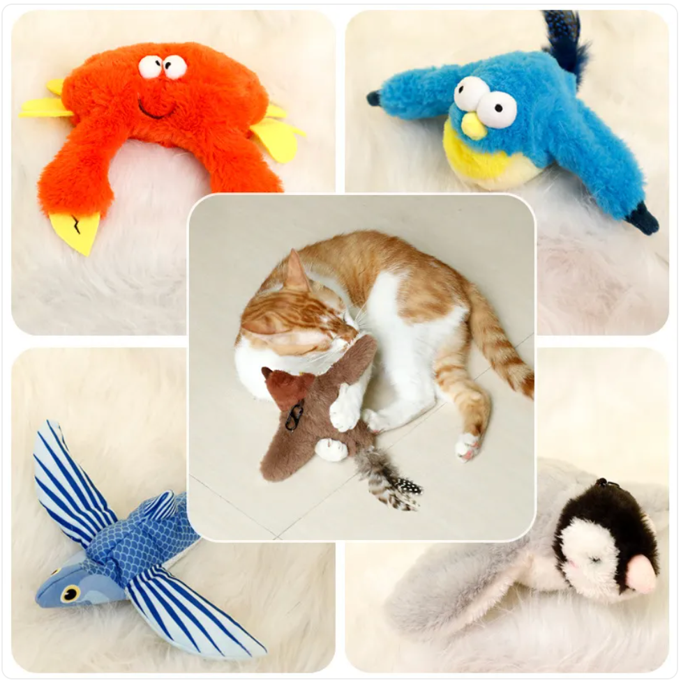 Interactive Plush Pet Toy – Flapping Bird & Jumping Fish