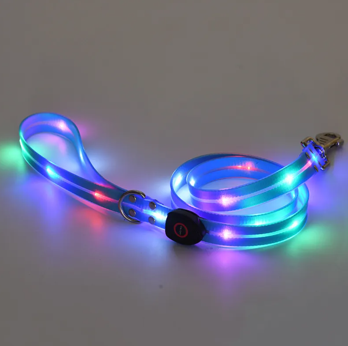 Rechargeable LED Dog Collar & Nylon Leash Set | Adjustable Safety Collar for Night Walks
