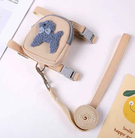 Pet Backpack Harness with Teddy Bear and Leash