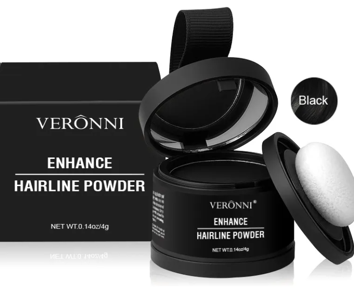 VERONNI Hair Line Powder - Waterproof Root Touch Up Powder for Thinning Hair & Gray Coverage - Available in Blonde, Brown, Black, Gray, Auburn & White (0.14 oz)