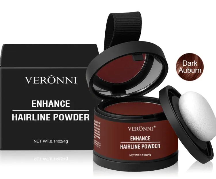 VERONNI Hair Line Powder - Waterproof Root Touch Up Powder for Thinning Hair & Gray Coverage - Available in Blonde, Brown, Black, Gray, Auburn & White (0.14 oz)