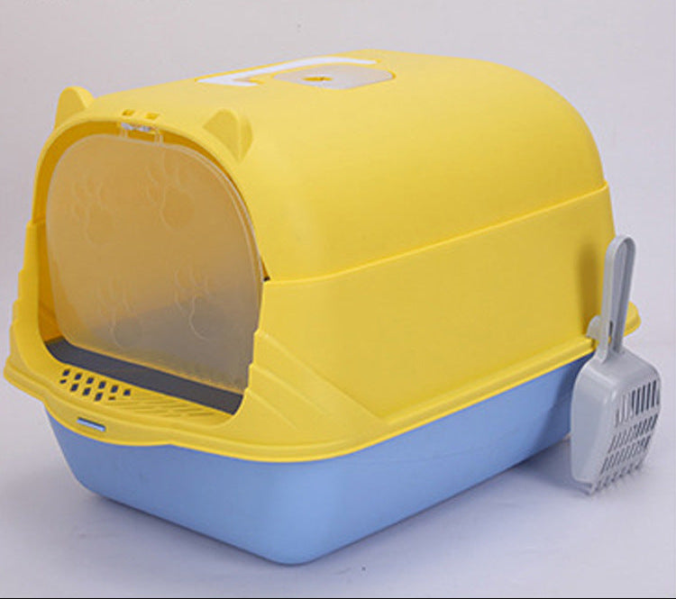 Large Half-Enclosed Cat Litter Box for Big Cats