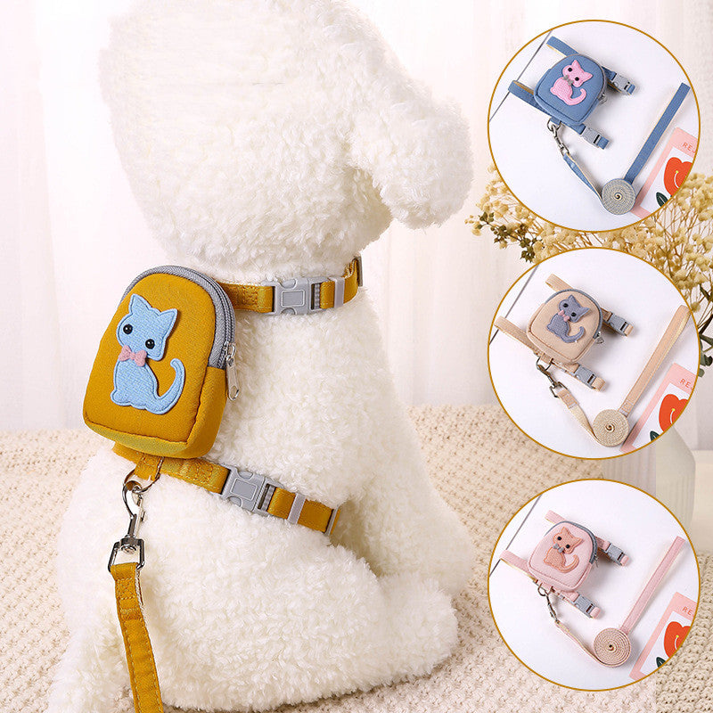 Pet Backpack Harness with Teddy Bear and Leash