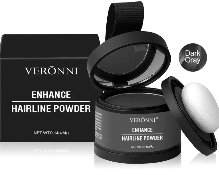 VERONNI Hair Line Powder - Waterproof Root Touch Up Powder for Thinning Hair & Gray Coverage - Available in Blonde, Brown, Black, Gray, Auburn & White (0.14 oz)