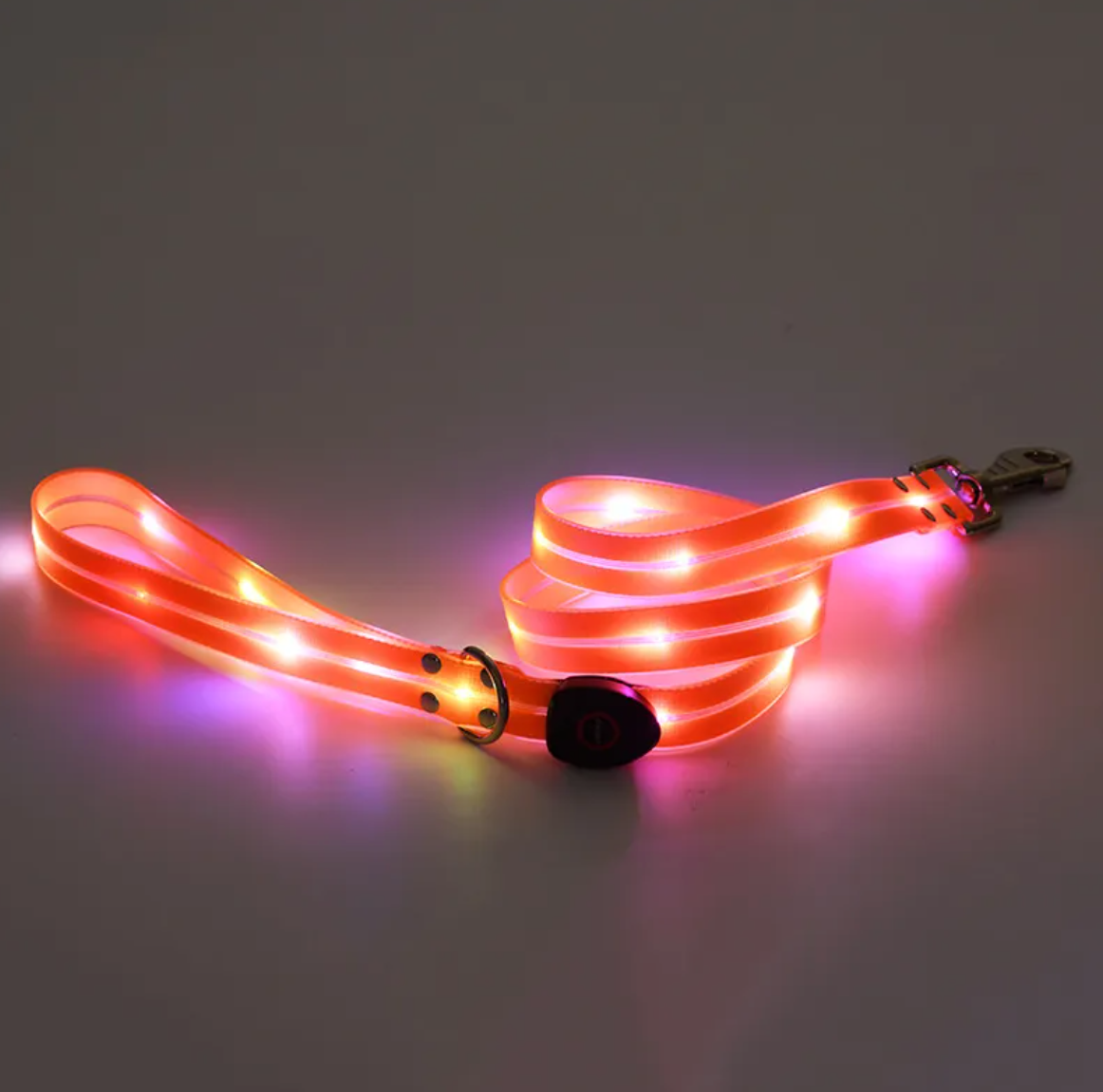 Rechargeable LED Dog Collar & Nylon Leash Set | Adjustable Safety Collar for Night Walks