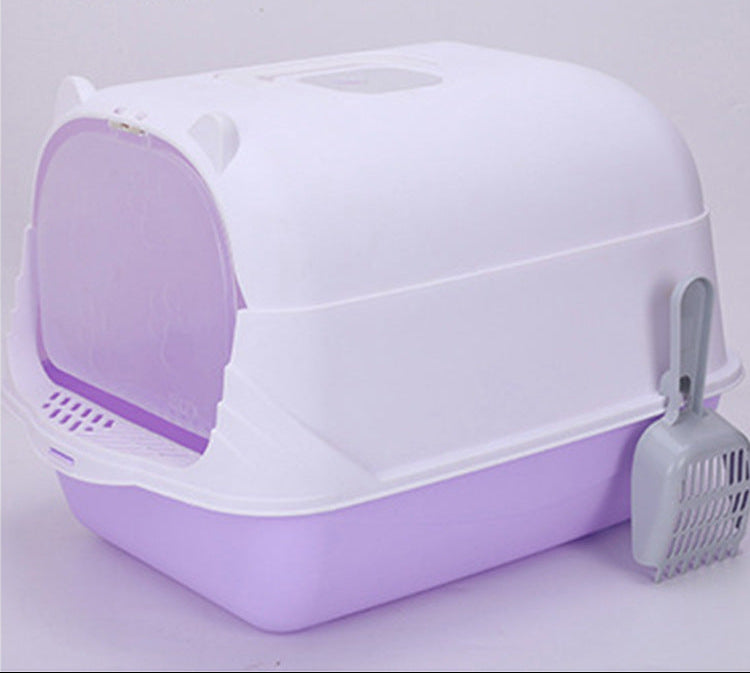 Large Half-Enclosed Cat Litter Box for Big Cats