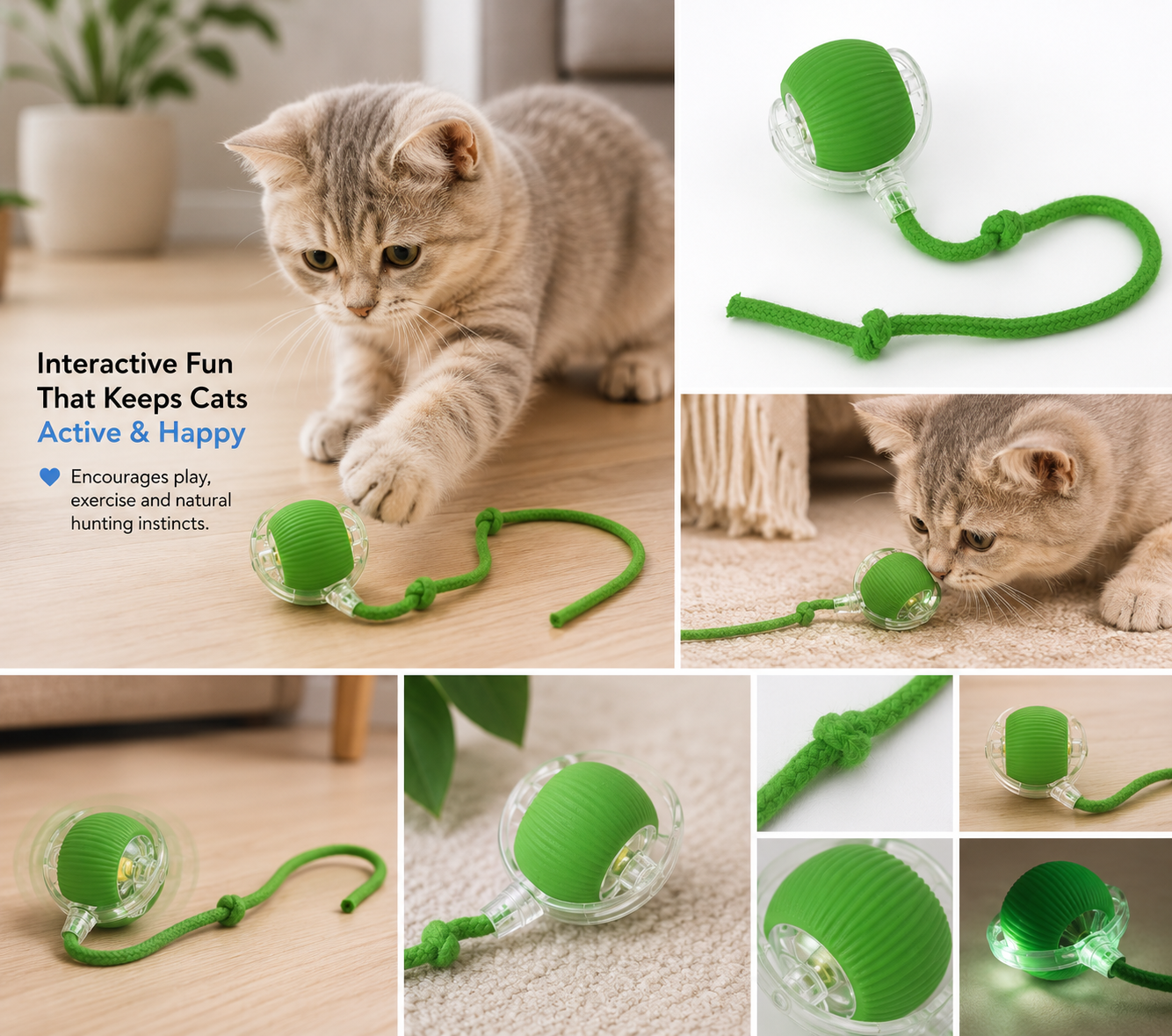 PurrPlay Self-Rolling Cat Toy Ball | Interactive Automatic Cat Exercise Toy