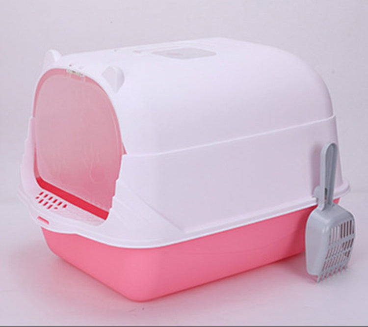 Large Half-Enclosed Cat Litter Box for Big Cats