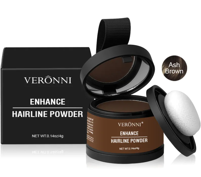 VERONNI Hair Line Powder - Waterproof Root Touch Up Powder for Thinning Hair & Gray Coverage - Available in Blonde, Brown, Black, Gray, Auburn & White (0.14 oz)
