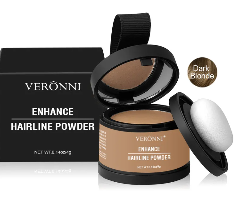 VERONNI Hair Line Powder - Waterproof Root Touch Up Powder for Thinning Hair & Gray Coverage - Available in Blonde, Brown, Black, Gray, Auburn & White (0.14 oz)