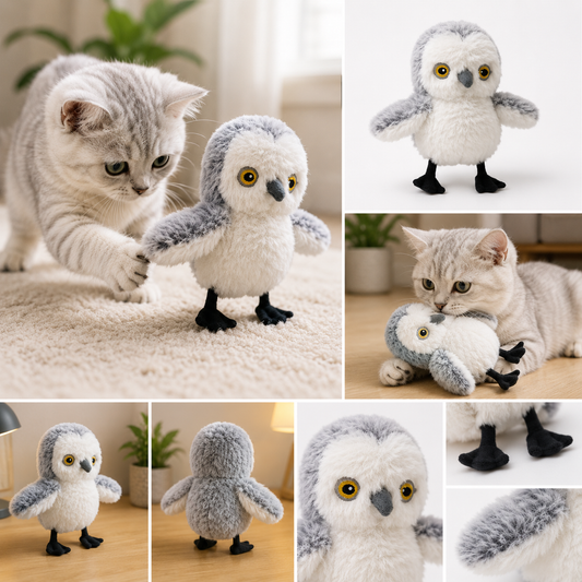 USB Rechargeable Flapping Bird Cat Toy | Interactive Plush Hunting Toy for Indoor Cats