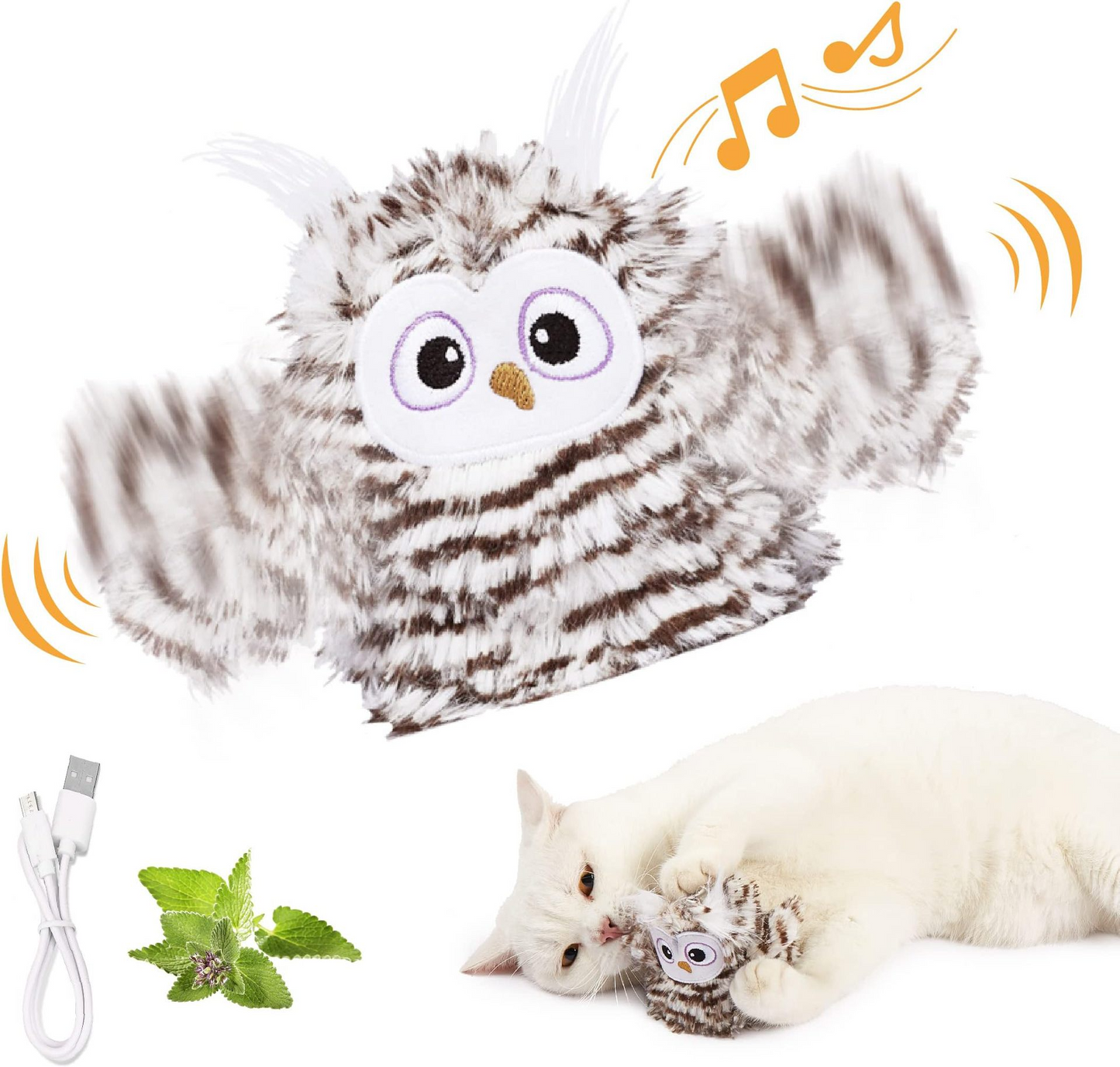 USB Rechargeable Flapping Bird Cat Toy | Interactive Plush Hunting Toy for Indoor Cats