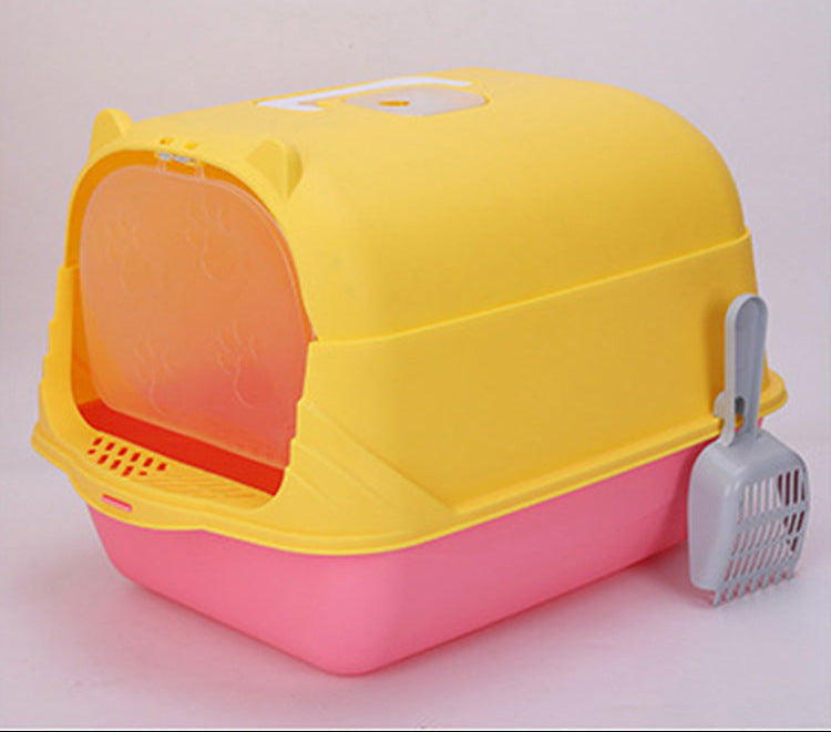 Large Half-Enclosed Cat Litter Box for Big Cats