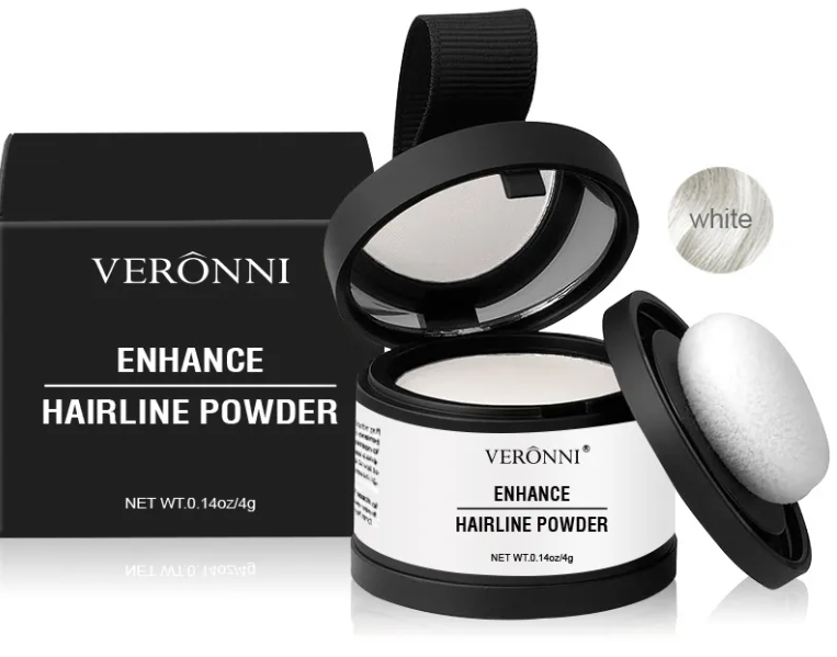 VERONNI Hair Line Powder - Waterproof Root Touch Up Powder for Thinning Hair & Gray Coverage - Available in Blonde, Brown, Black, Gray, Auburn & White (0.14 oz)