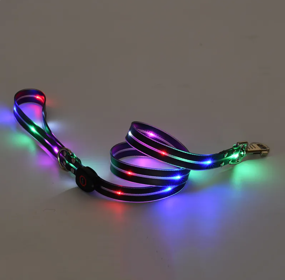 Rechargeable LED Dog Collar & Nylon Leash Set | Adjustable Safety Collar for Night Walks