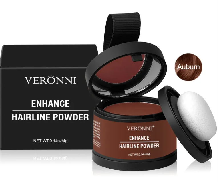 VERONNI Hair Line Powder - Waterproof Root Touch Up Powder for Thinning Hair & Gray Coverage - Available in Blonde, Brown, Black, Gray, Auburn & White (0.14 oz)