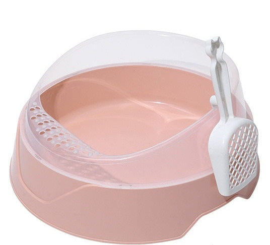 Large Semi-Enclosed Cat Litter Box with Shovel