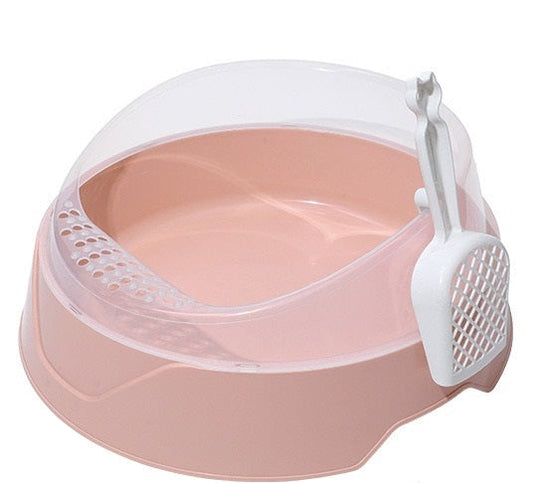Large Semi-Enclosed Cat Litter Box with Shovel