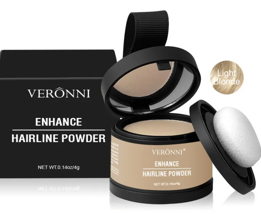 VERONNI Hair Line Powder - Waterproof Root Touch Up Powder for Thinning Hair & Gray Coverage - Available in Blonde, Brown, Black, Gray, Auburn & White (0.14 oz)