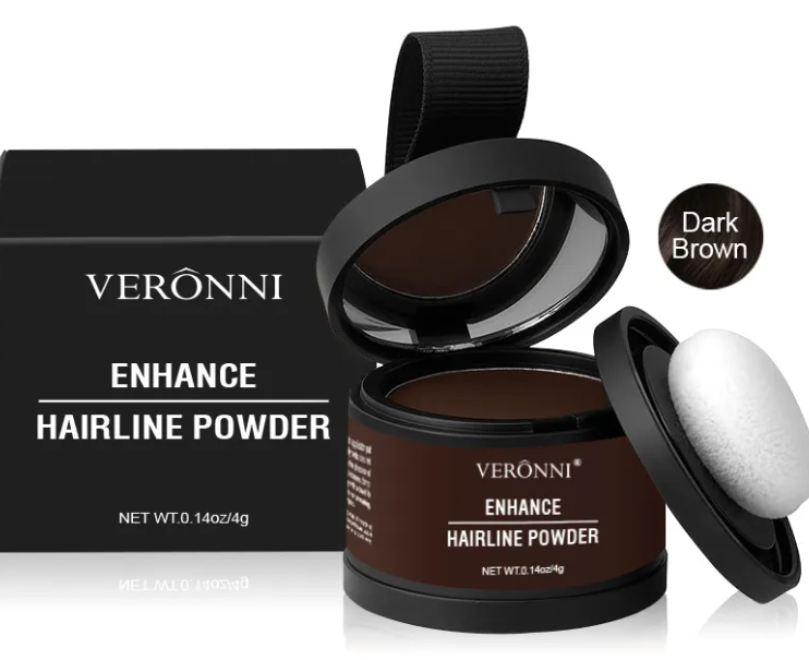 VERONNI Hair Line Powder - Waterproof Root Touch Up Powder for Thinning Hair & Gray Coverage - Available in Blonde, Brown, Black, Gray, Auburn & White (0.14 oz)